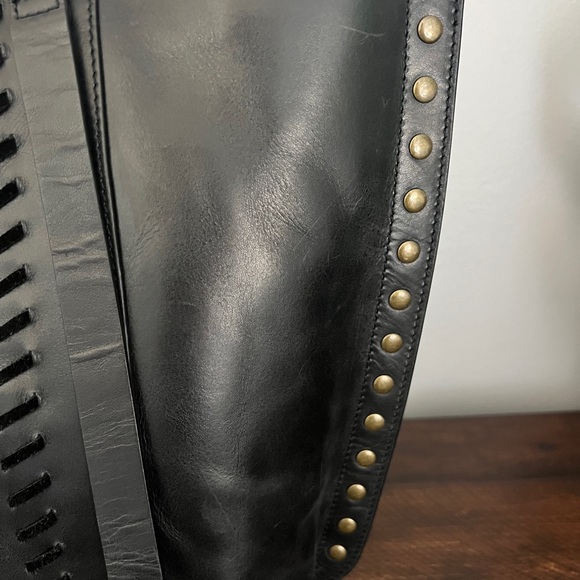 Lucky Brand Black Studded Tote with Braided Detail - Picture 5 of 12